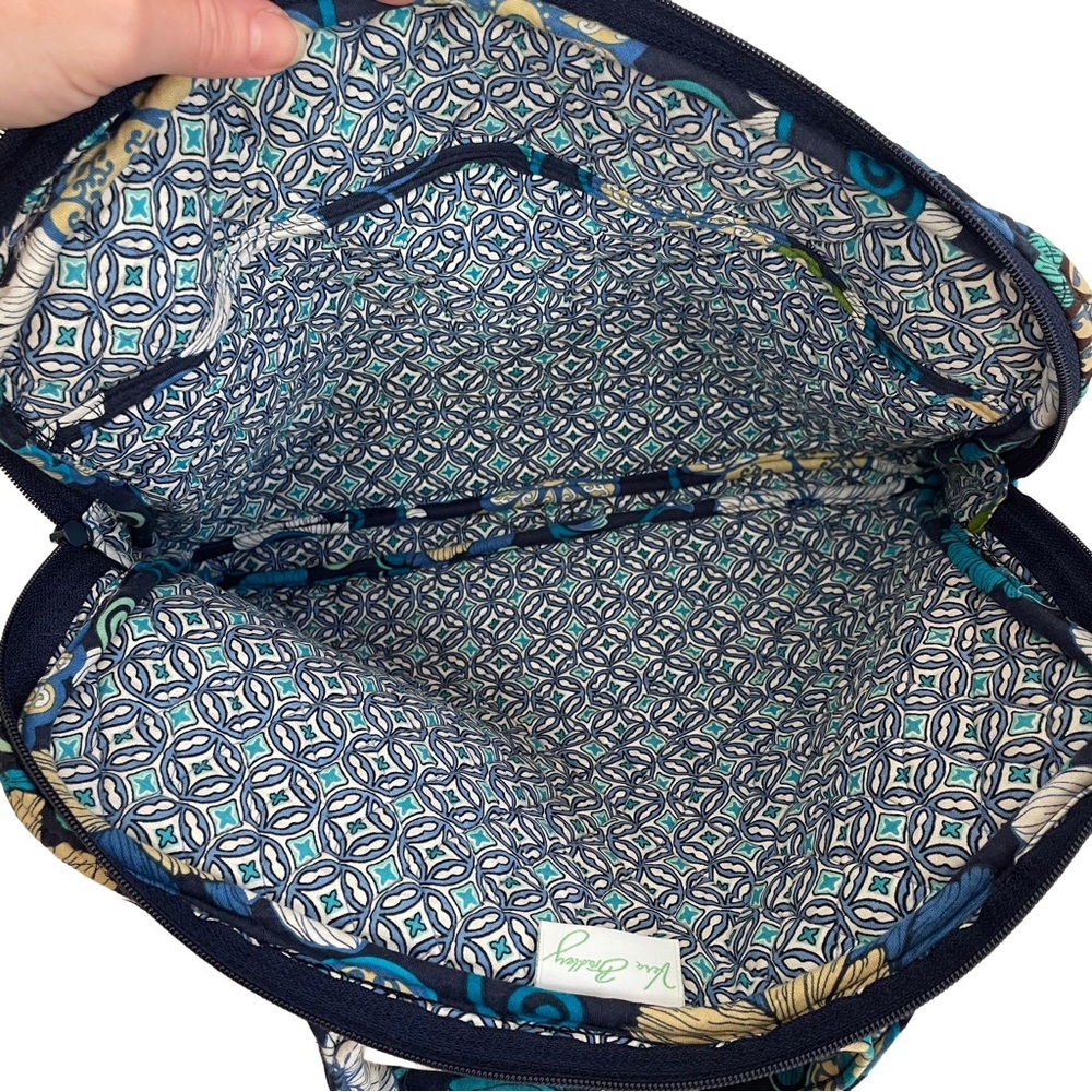 Vera Bradley Laptop Bag Blue Floral Quilted 14.5x11.5 with Zipper Pocket - Picture 5 of 6